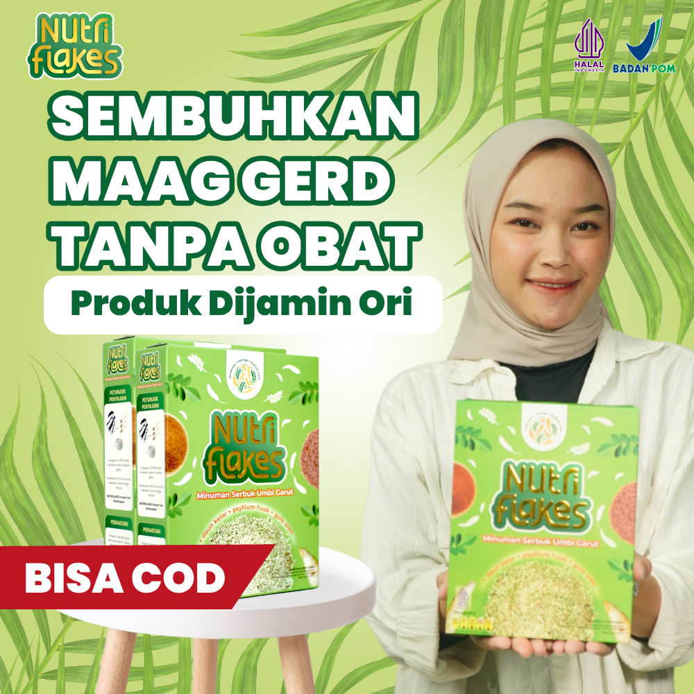 

Nutriflakes Original Sereal Sehat Umbi Garut Atasi Masalah Asam Lambung Maag Akut Kronis Gerd Diet Asli Halal BPOM Gratis Ongkir COD Maagh Nutri Flake Vlake Nutriplek