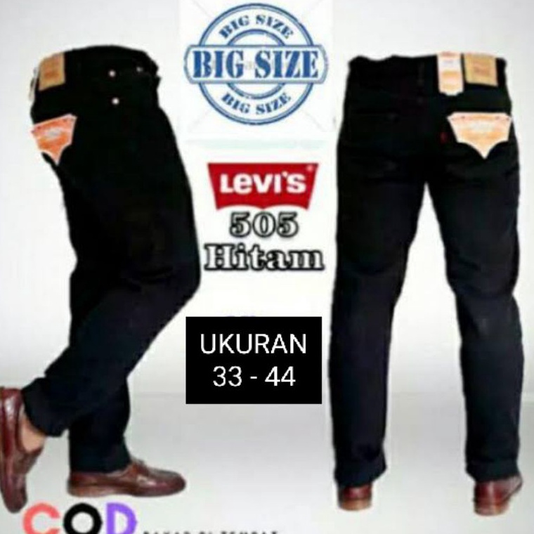 JUMBO JEANS STANDAR 27-44 - Celana Jeans Pria Reguler Fit Ukuran Besar - Hitam Bst Terlaris ヾ