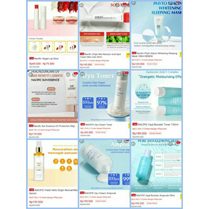 READY Nacific vegan lip glow uyu toner hyal booster ampoule cream sun essence fresh herb mist serum 