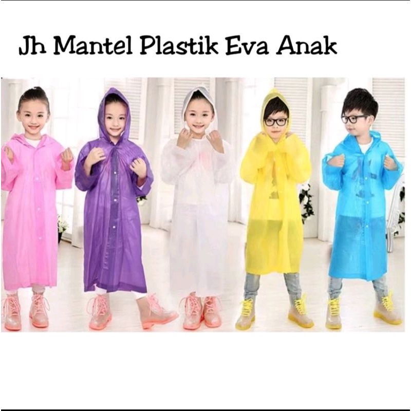 Jas Hujan Anak Eva Polos / Jas Hujan Anak Sekolah SD / Jas Hujan Eva Anak