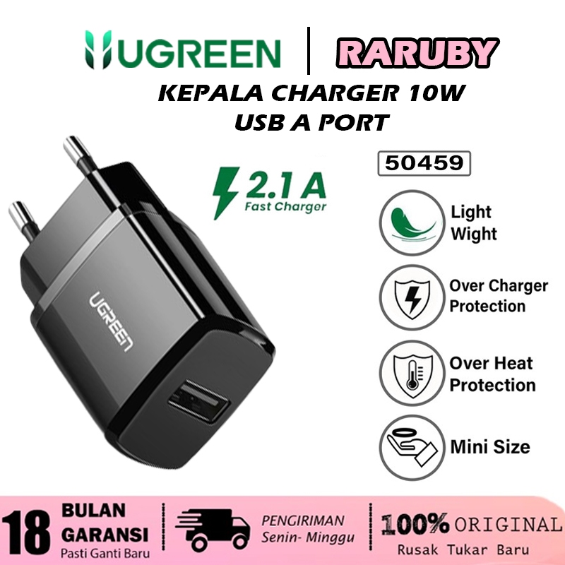 Ugreen Adaptor USB Kepala Charger 2.1A 10W Iphone 7 8 X XS Adapter Cas Micro USB Type C Lightning Re