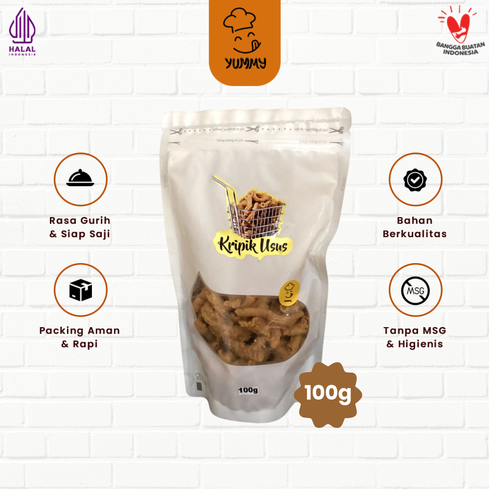 

Keripik Usus 100 Gram Gurih Renyah Enak Makanan Ringan Siap Saji Camilan Tanpa Msg Halal