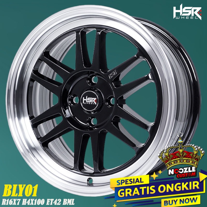 Velg Mobil Honda Jazz Brio HSR Type BLY01 Pelek Racing HSR Ring 16 Single PCD
