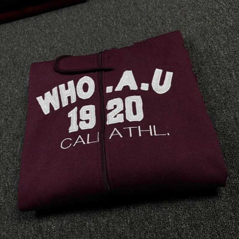 Sweater Hoodie WHO.AU California USA Bordir Resleting Premium Hingh Quality Bahan Fleece Tebal