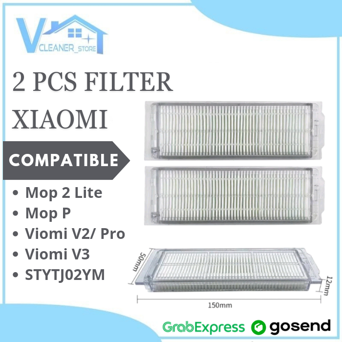 Xiaomi Hepa Filter Robot Vacuum Cleaner untuk Mop 2 Lite Mop P Viomi V2 Pro Viomi V3 Stytj02YM - 2Pc