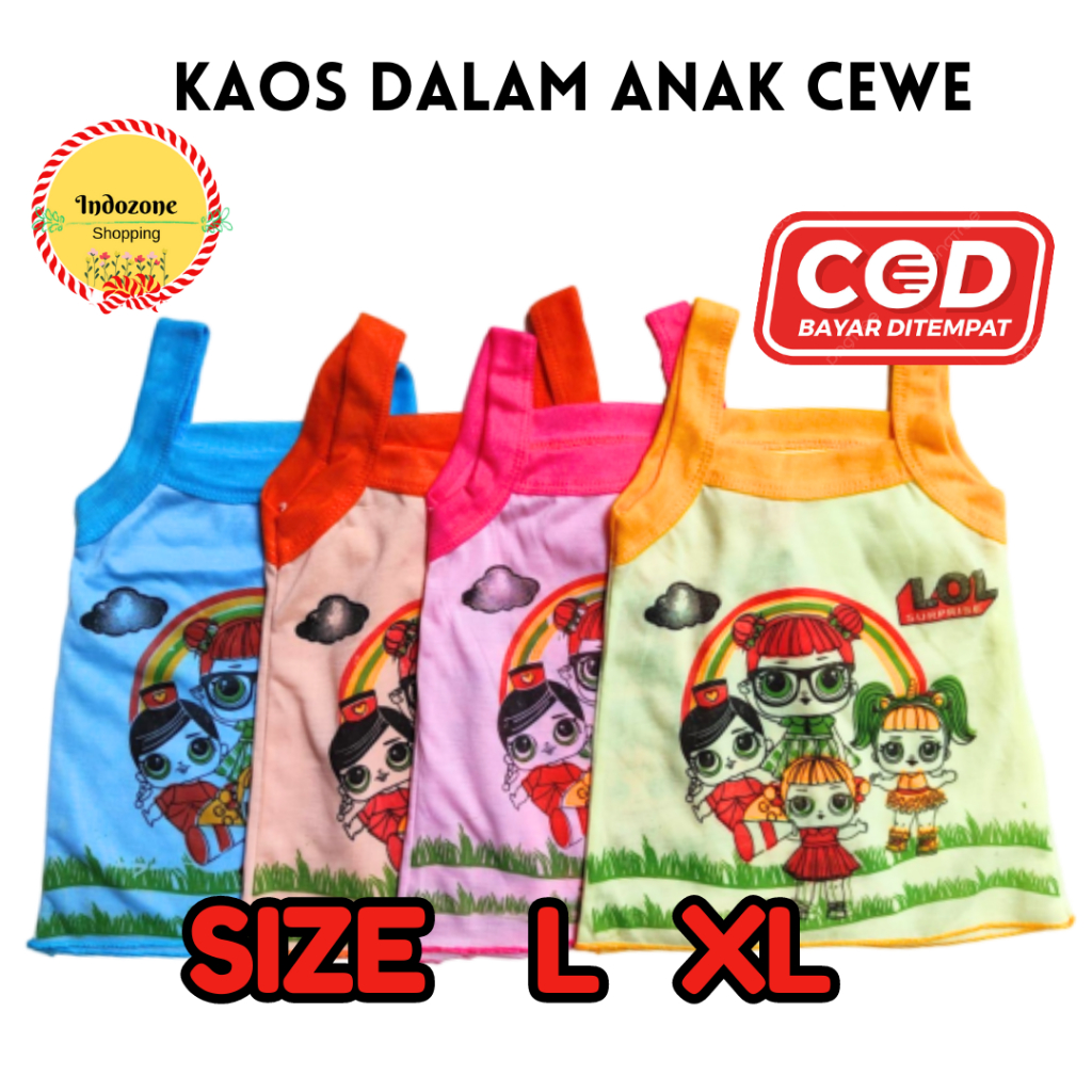 Singlet Kaos Dalam Anak Perempuan Cewek Motif LOL PAUD TK SD