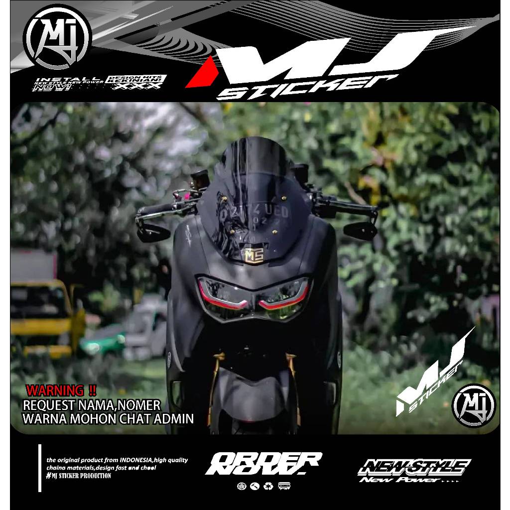 0057 DECAL STICKER NMAX NEW HITAM POLOS BEBAS REQUEST DESAIN