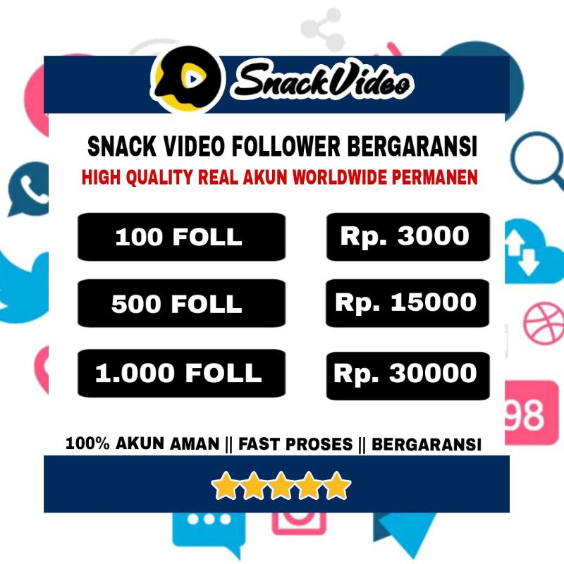 FOLLOWER SNACK VIDEO WORLDWIDE PERMANEN BERGARANSI - TERMURAH