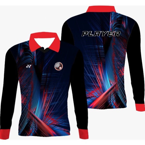 Kaos Baju Jersey Badminton Lengan Panjang Berkerah HDR 012 Jersey Premium Jumbo