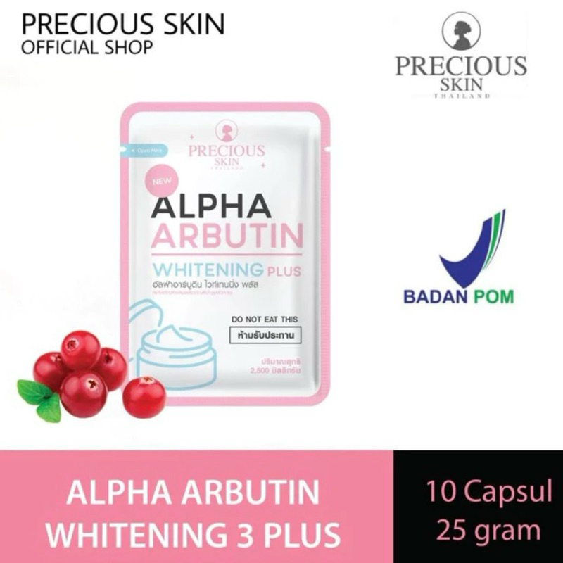 Precious Skin Alpha Arbutin Whitening Plus Powder | Kapsul Bubuk Pemutih Kulit