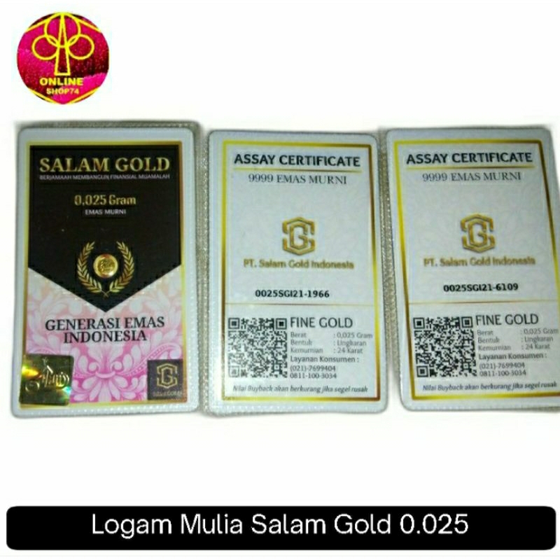 Logam Mulia Salam Gold 0.025 Gram Emas Mini Mini Gold bersertifikat