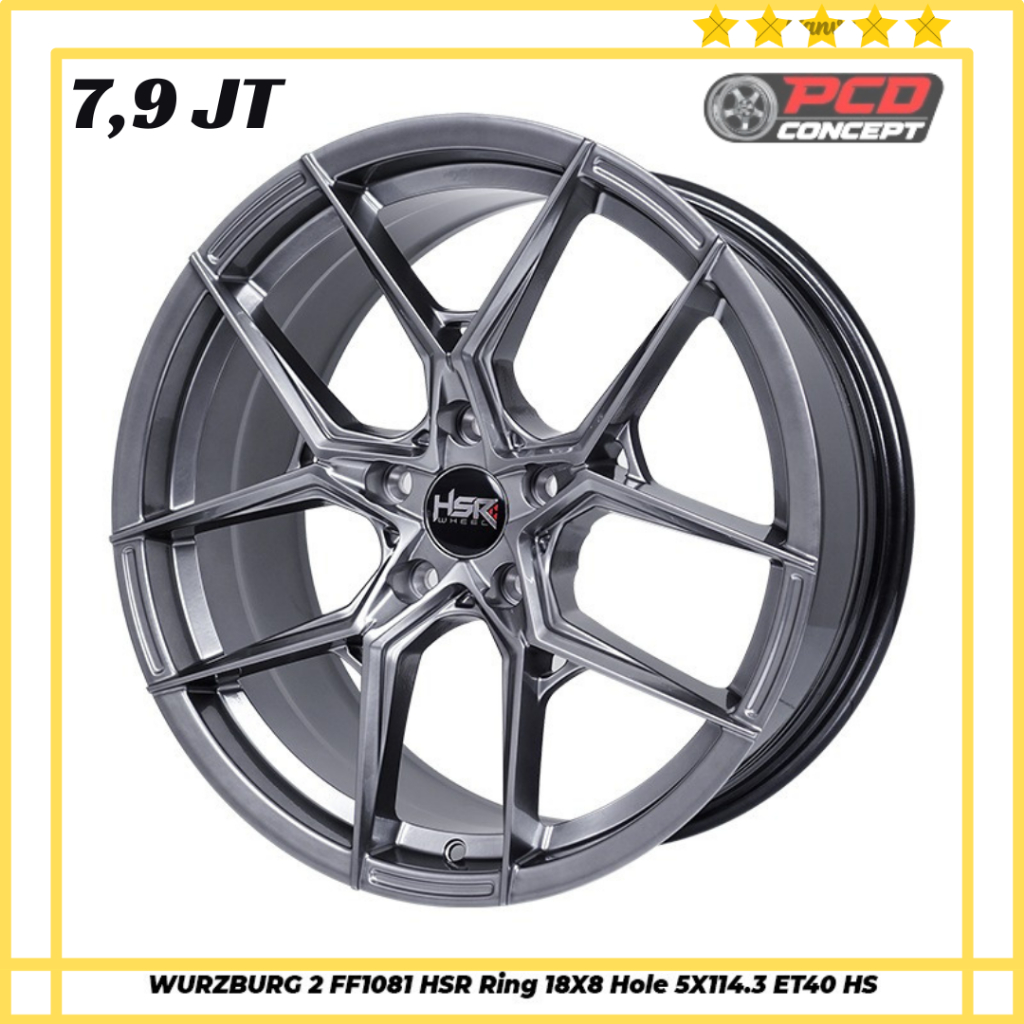 Velg mobil honda accord, lexus, Merk HSR R18 lebar 8 pcd 5x114,3 / pelek ring 18x8 lobang 5 WURZBURG