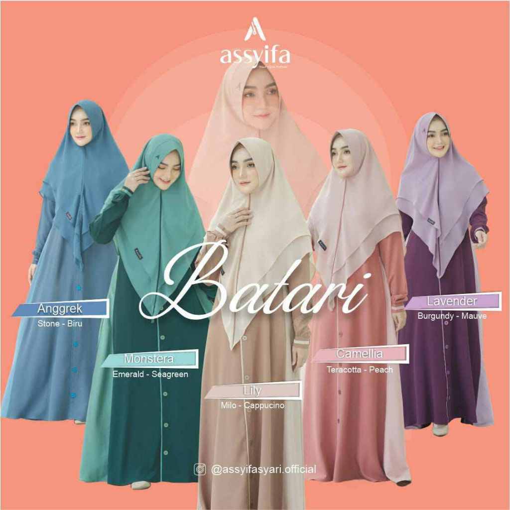 BAJU GAMIS DEWASA SET KHIMAR / GAMIS SYAR'I POLOS /BAJU GAMIS SYAR'I SATU SET KHIMAR BY ASSYIFA BATA