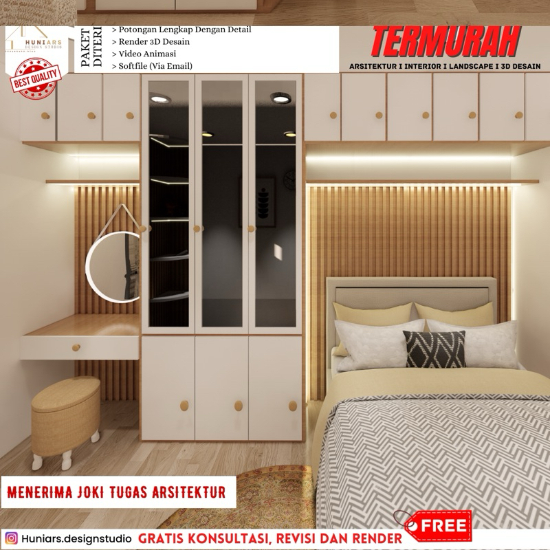 [MURAH] Jasa Desain Arsitektur Interior Kamar Tidur