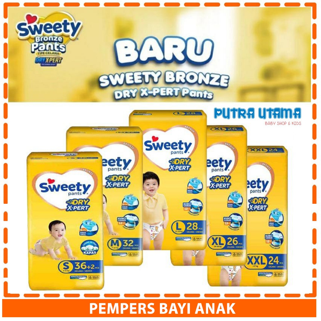 Sweety Popok Celana Bayi Sekali Pakai Diapers Bayi Kemasan Reguler