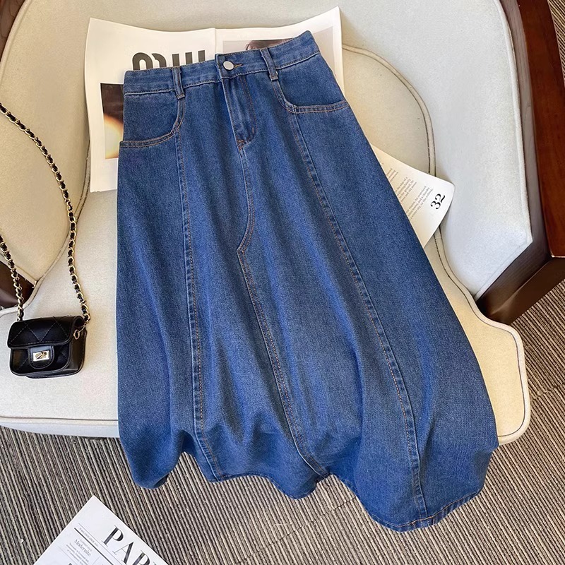 Rok Jeans Panjang Model A Polos Terlaris - Rok Jeans Model A Standar