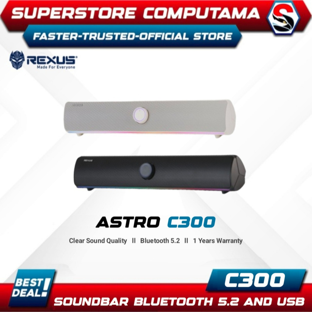 Rexus Astro C300 RGB Soundbar Speaker USB Bluetooth