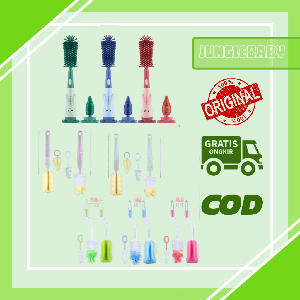 CROWN Super Brush Set 3in1 Sikat Botol isi 3 CR-9738  Silicone Twin Brush CR 9938  6IN1 Super Brush 