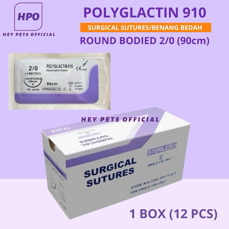 Surgical suture PGA 910 / benang jahit operasi PGA Polyglactin ( Round Bodied ) 1 BOX