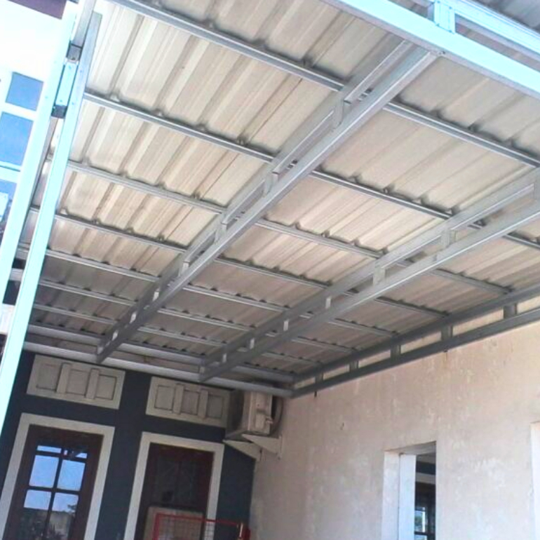 Kanopi baja ringan atap spandek 4mm Terpasang Malang