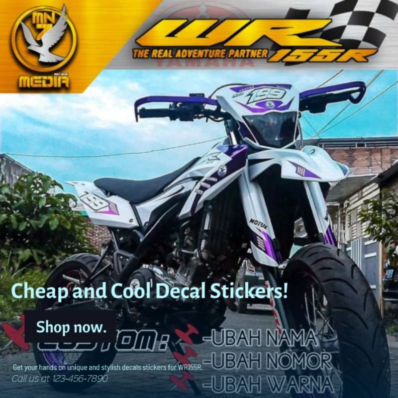 decal wr155 custom  sticker stiker yamaha wr155  wr 155 aksesoris  decal klx  decal crf  logo