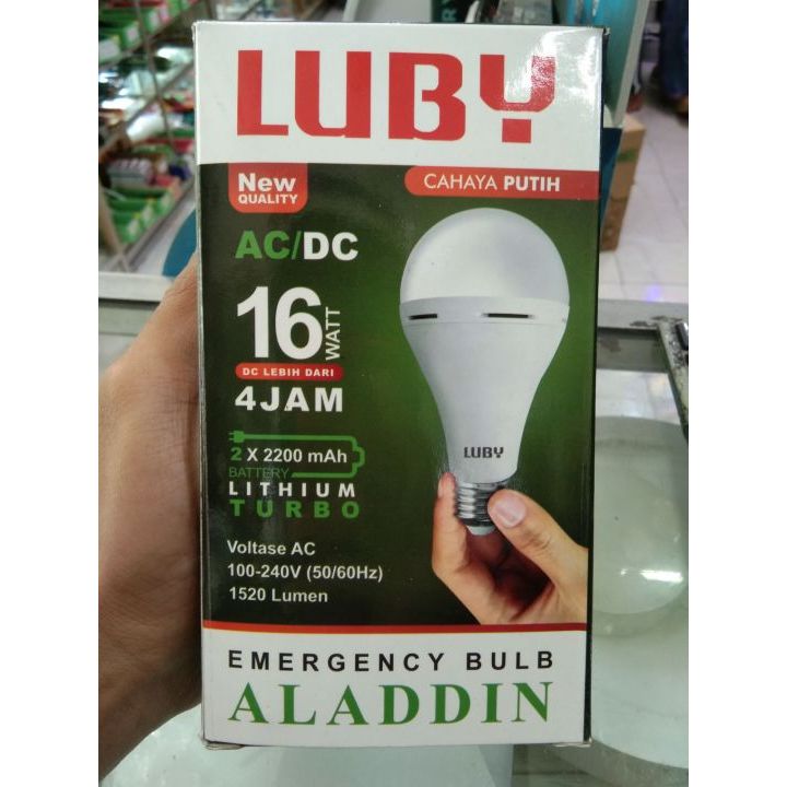 Lampu LED Emergency LUBY Aladdin 16Watt / 16W Lampu AC DC 16Watt/ 16W Cahaya Putih