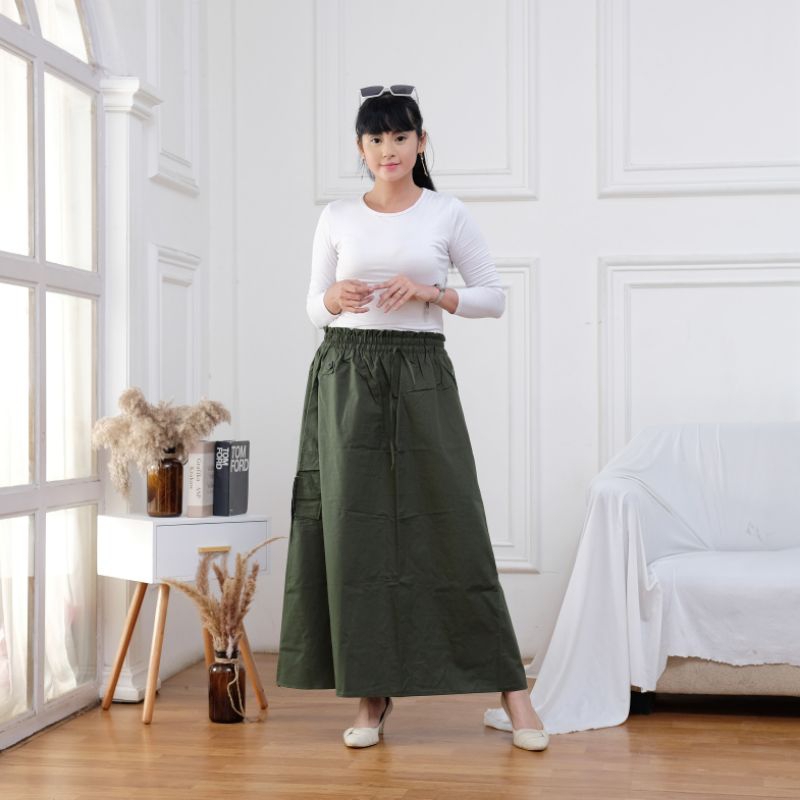 ROK SKIRT JUMBO CARGO PANJANG [ROK CARGO ] KANTONG TEMPEL  TALI TIMANG