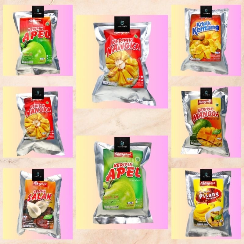 

ANEKA SNACK KERIPIK BUAH NANGKA APEL MANGGA PISANG SALAK NANAS KENTANG FRUITS CHIPS RAMAYANA 50 GRAM