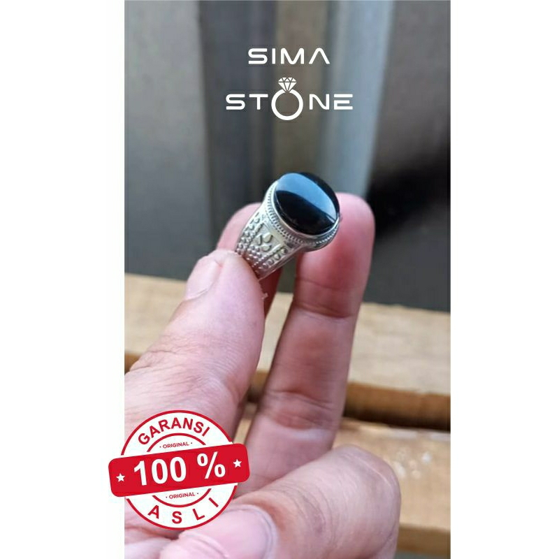 Cincin Batu Akik Yaman Habasyi Ring Titanium Silver