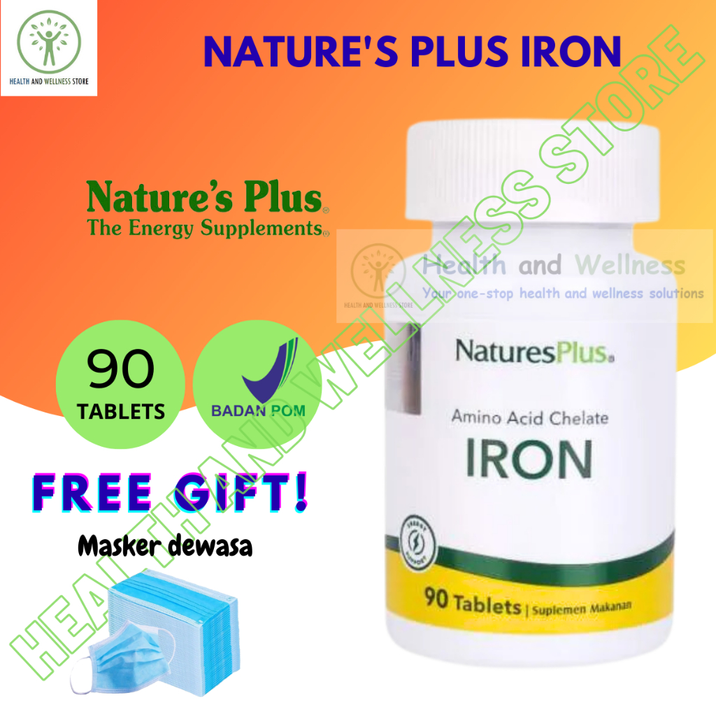 Natures Plus Iron 40 Mg 90 Tablet Amino Acid Multivitamin Anemia