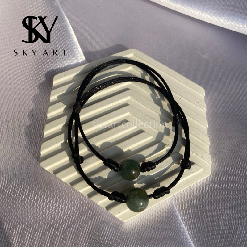SKY ART || Gelang Batu Giok Lumut Suliki Asli || Gelang Tali || Gelang Batu Giok Tali || Gelang Coup