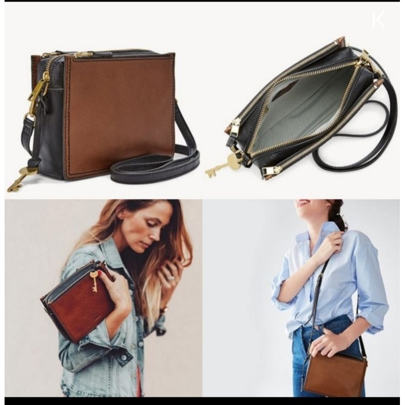 Tas Preloved Campbell Crossbody Brown Black