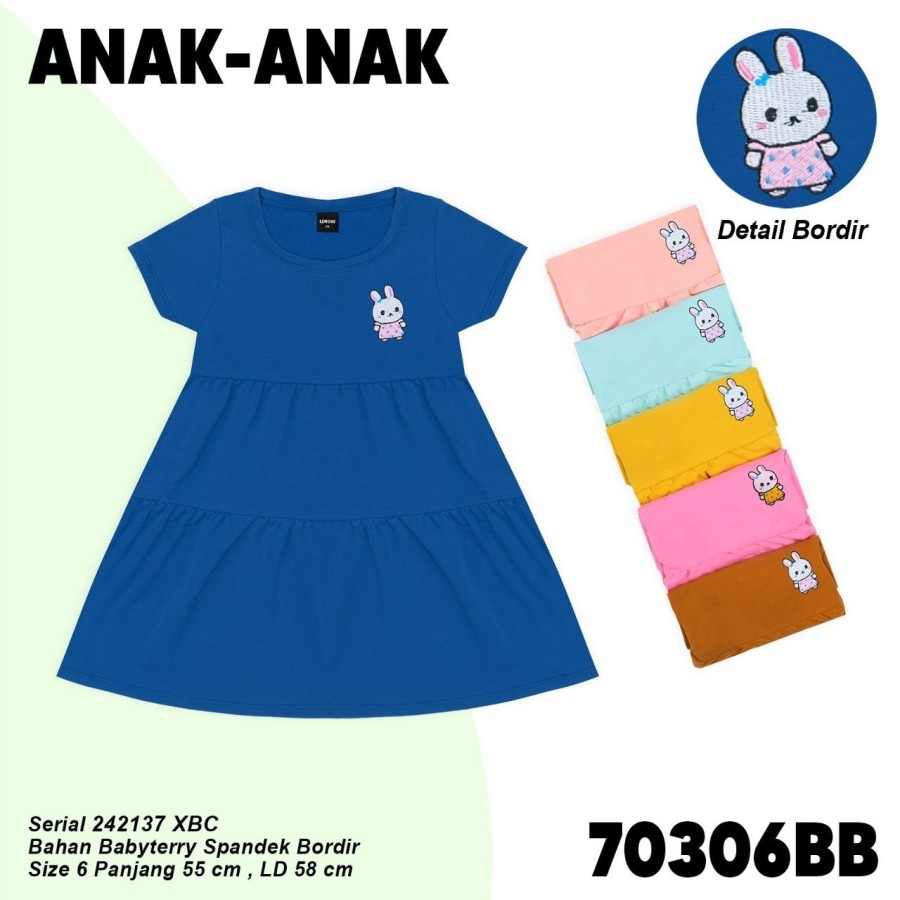 70306BB Lemone anak daster rempel polos babyterry size 6
