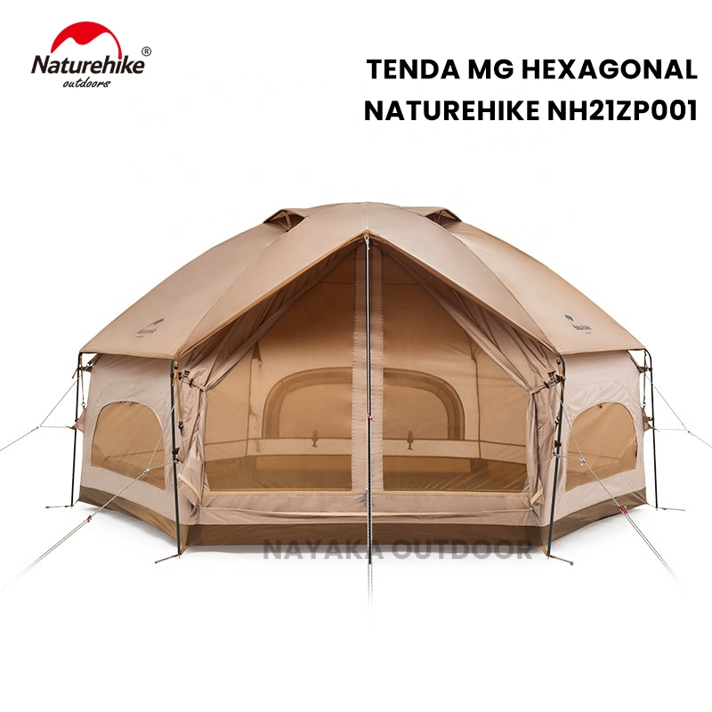 Tenda Camping Naturehike MG Hexagonal 4P NH21ZP001 Tenda Glamping Kemah Keluarga 4 Orang Frame Alloy