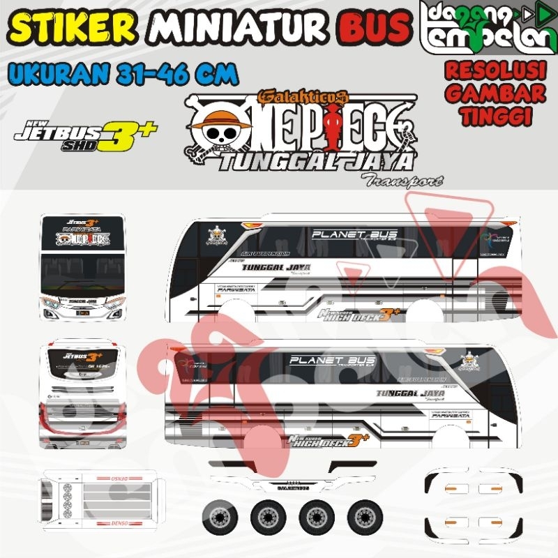 Stiker Miniatur Bus onepiece gantinya kids panda jb3