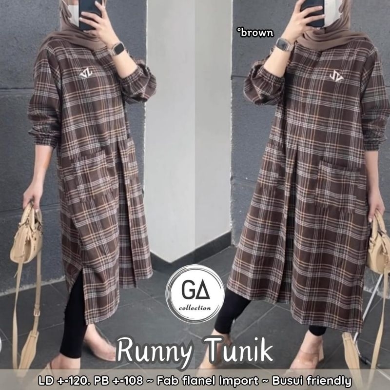 ATASAN TUNIK JUMBO/RUNNY/BLOUSE TUNIK WANITA FLANEL IMPORT JUMBO LD 120 CM FIT XXL