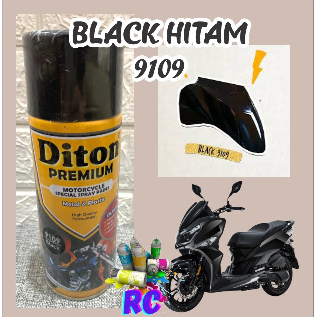 Kualitas Premium.. Cat Pilox Diton Premium Black Glossy 9109 400cc Warna Hitam Kilap QPF