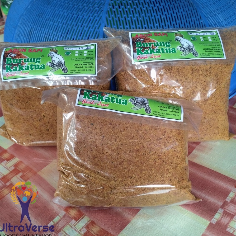 

[♚M70@] Abon Sapi Cap Kakatua Boyolali 1kg Cap Burung Kakatua Label Hijau Granul Halus Halal Murah Order Saja Gan