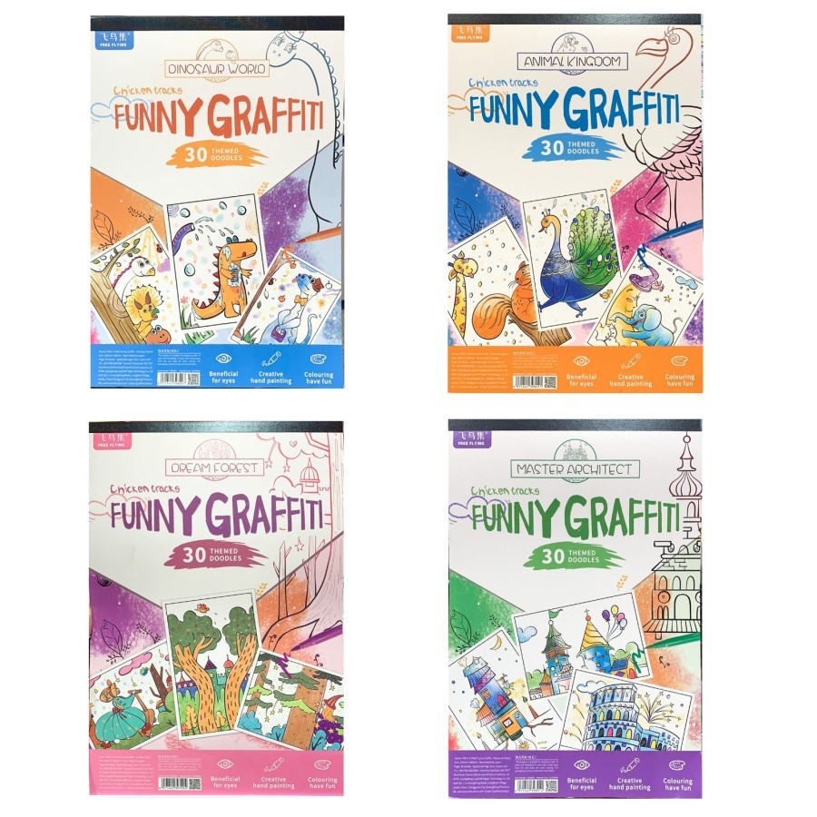 

Funny Graffiti 30 Themed Doodles Giant Coloring Book Big Size Drawing