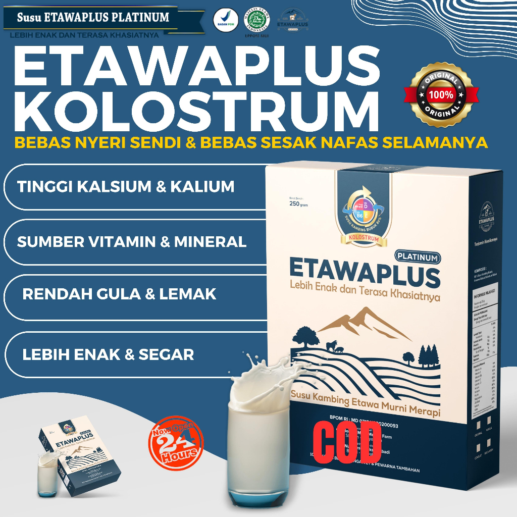 

Etawaplus Platinum 250 gram Susu Kambing Etawa Plus Kolostrum Krimer Nabati Atasi Pernafasan Masalah Paru - Paru dan Batuk Menahun