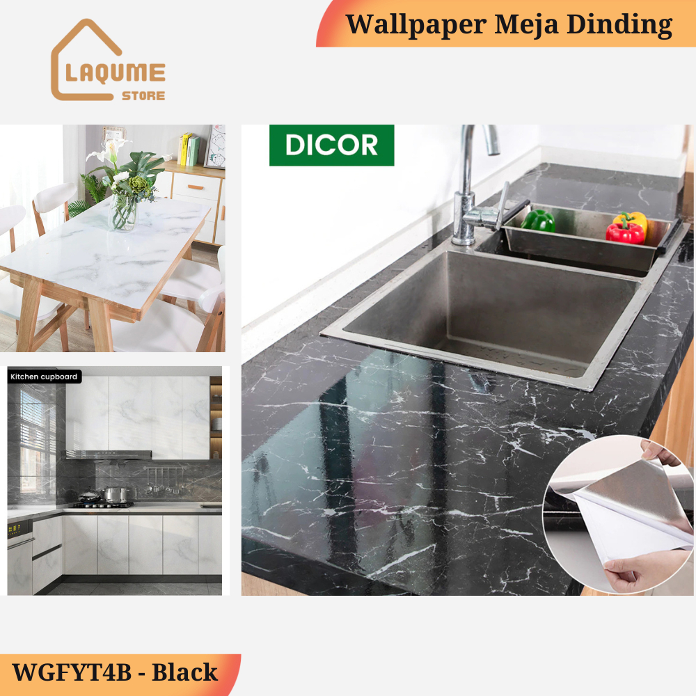 Wallpaper Glossy Marmer Dapur Meja Furniture Glossi Kitchen set Walpaper Kayu Pintu - Stiker Wallpap