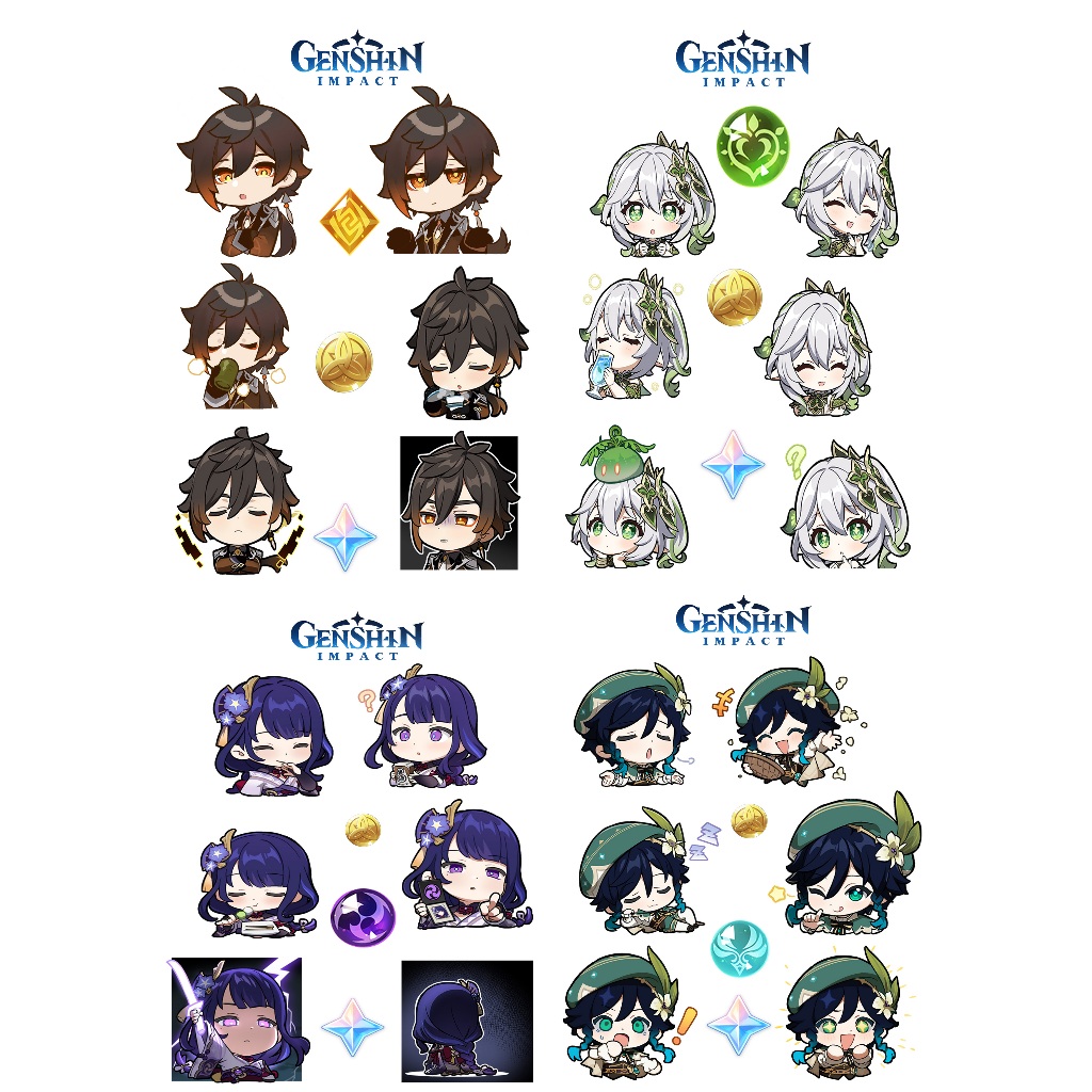 

Archon Pack Sticker Vinyl Anime Game Genshin Impact Zhongli Nahida, Venti dll Cocok untuk HP dan laptop