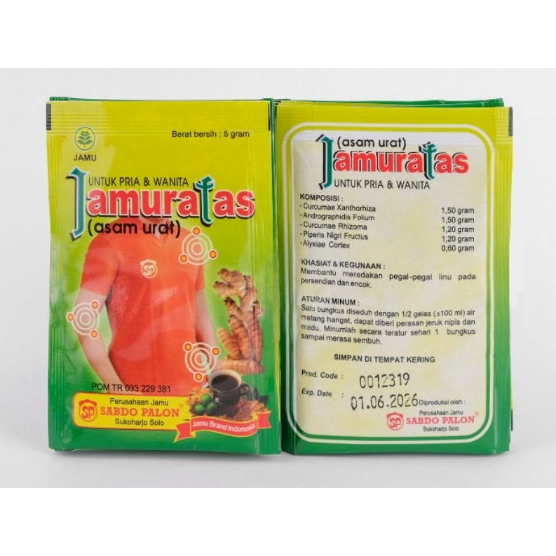 

Jamu Serbuk Jamuratas Asam Urat - Sabdo Palon ( 1 Pack Isi 10 Sachet )