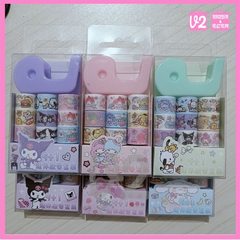 

V2_Isolasi set Mini Fancy 9 + 1 Dispenser Tape kecil