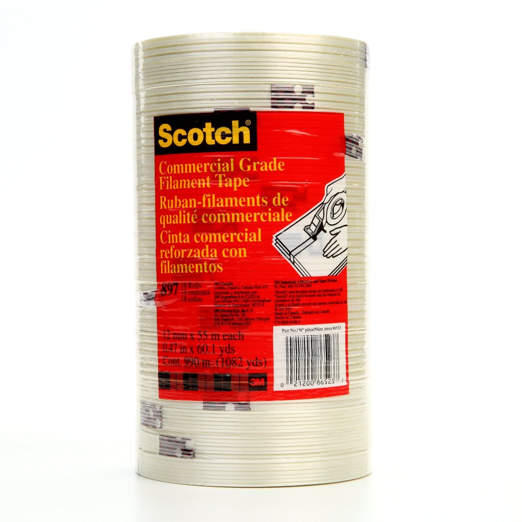 3M Scotch Filament Tape Clear Transparant,- Lakban kuat Serat Fiber - Lakban Serat, 12 mm x 55 m