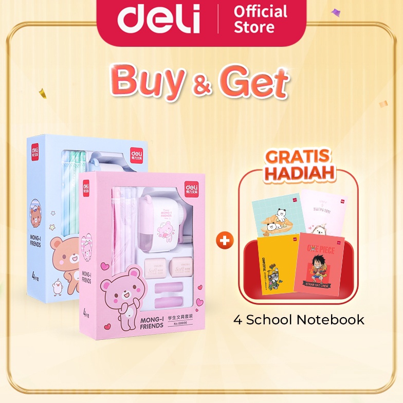 

Terbaru.. Deli Stationery set 4 in 1 rautan pensil 12pcs pensil 2 penghapus dan 2 penutup pena 68896 8CC