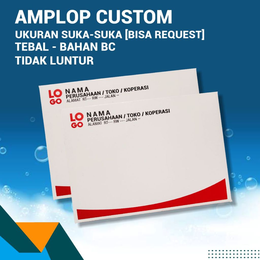 

AMPLOP CUSTOM BAHAN BC TEBAL UKURAN SUKA-SUKA BISA REQUEST