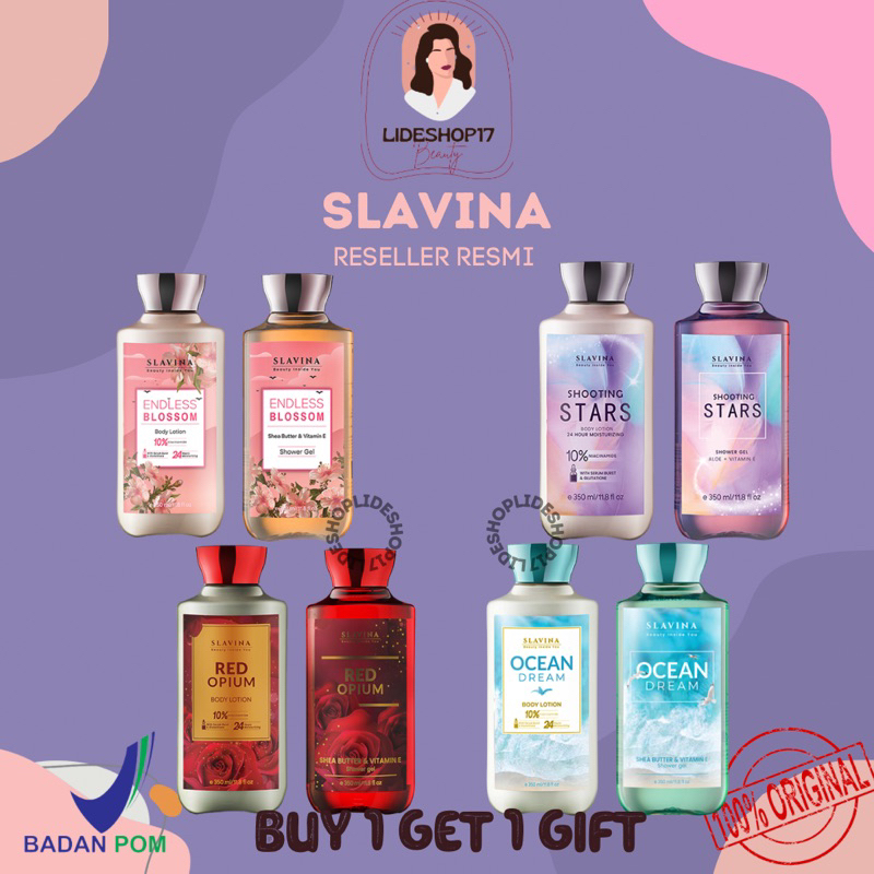 [READY] SLAVINA BODY LOTION SHOWER GEL BY NAGITA SLAVINA BEAUTY INSIDE YOU BODYLOTION BODYSERUM BODY SERUM BODY SCRUB BY SLAVINA