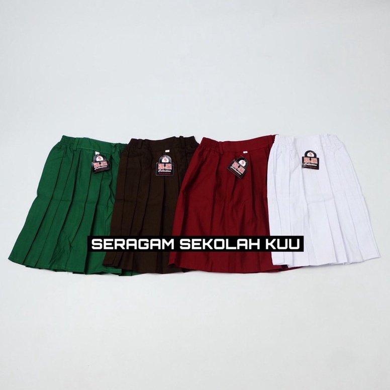 Special Price.. ROK PENDEK Sekolah SD Rok Rempel Perempuan Sekolah SD MI Warna MERAH PUTIH COKLAT HI
