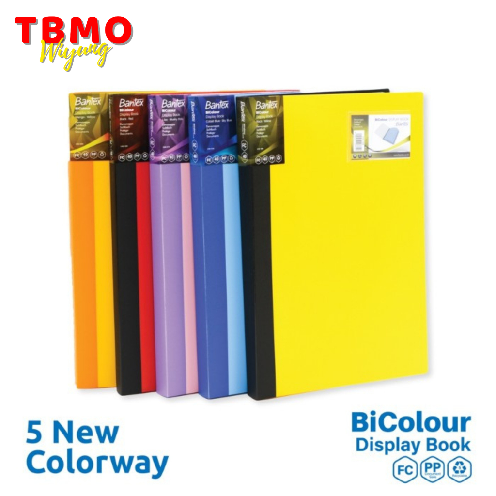 

TBMO Bantex BiColour Display Book Folio F4 20 Pocket Clear Holder 3183